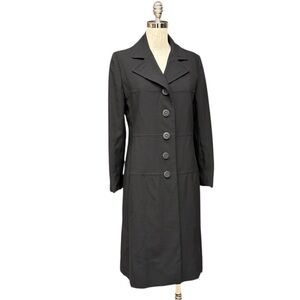 Vintage Belk’s Black Long Button Front Winter Coat Fits Modern Size 10